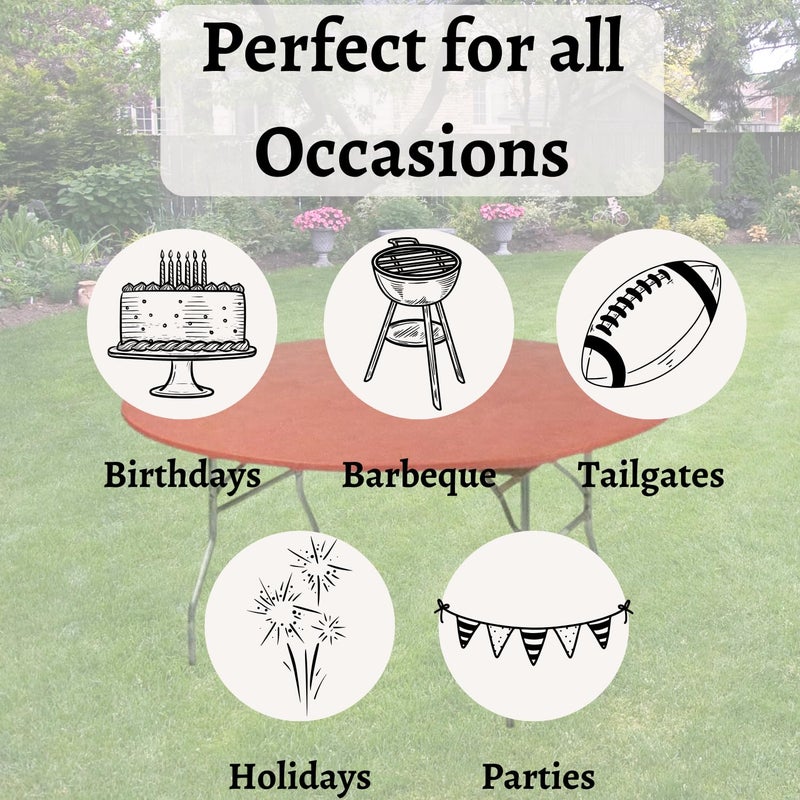 Kwik-Covers 60" Round Fitted Plastic Table Covers, Bundle of 5 (Red) - Image 5